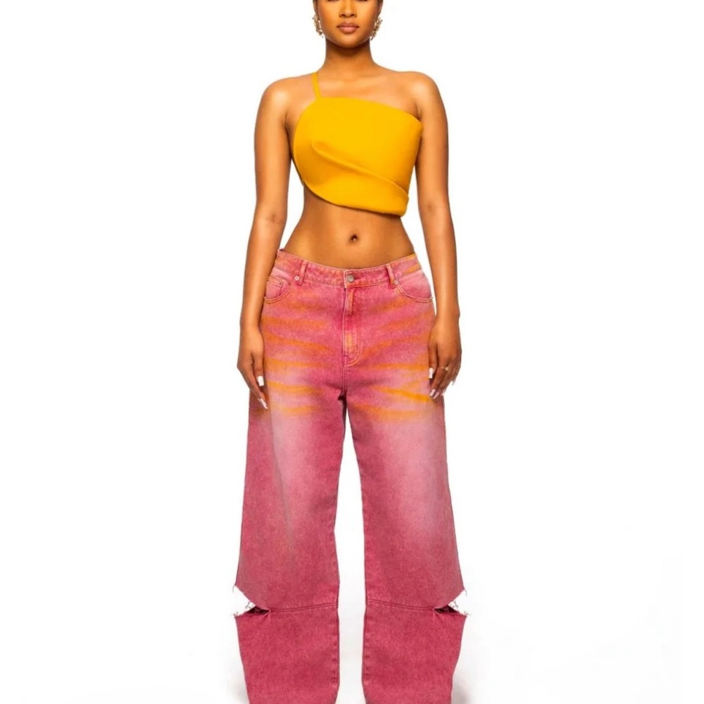 Hanifa Aster Pink Acid Wide Leg Jeans